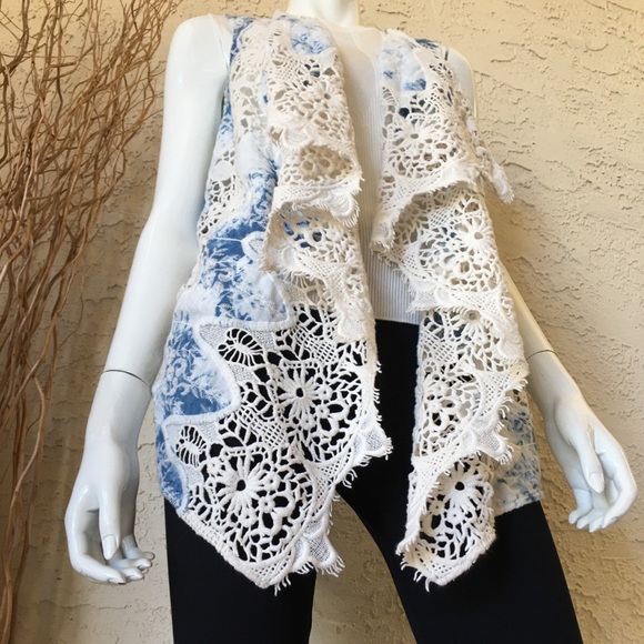 Chico’s • Tie-dye Boho lace vest | Sz M - Picture 3 of 12
